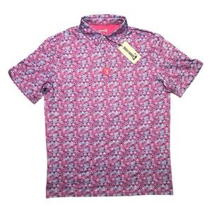 Bogey Bros Whale Tale Men’s Golf Polo Size M Medium All Over Print AOP